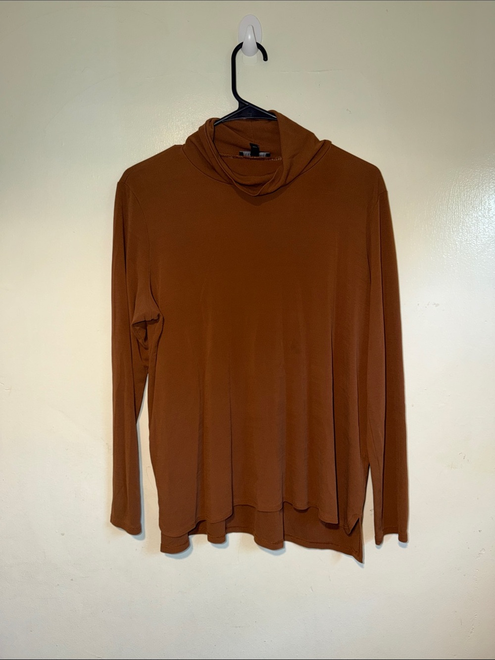 Eileen Fisher Silk Fine Scrunch Neck Long Sleeve Top Size Medium